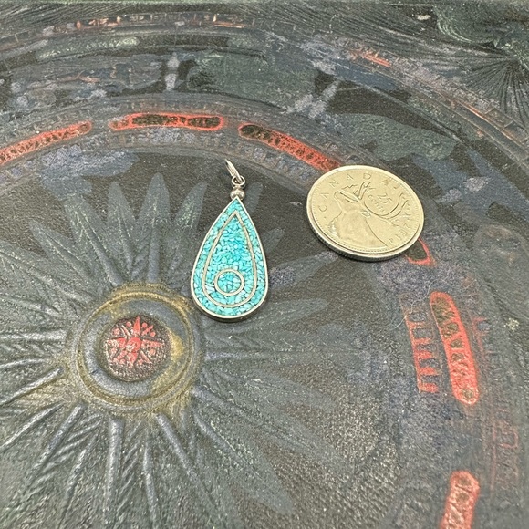 VINTAGE sterling silver teardrop pendant - Picture 5 of 7